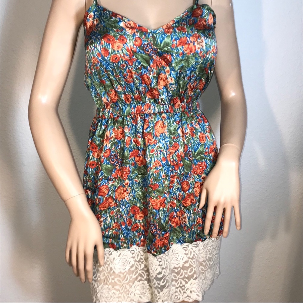 Sexy Floral Satin lace tank slip dress Audrey 3+1